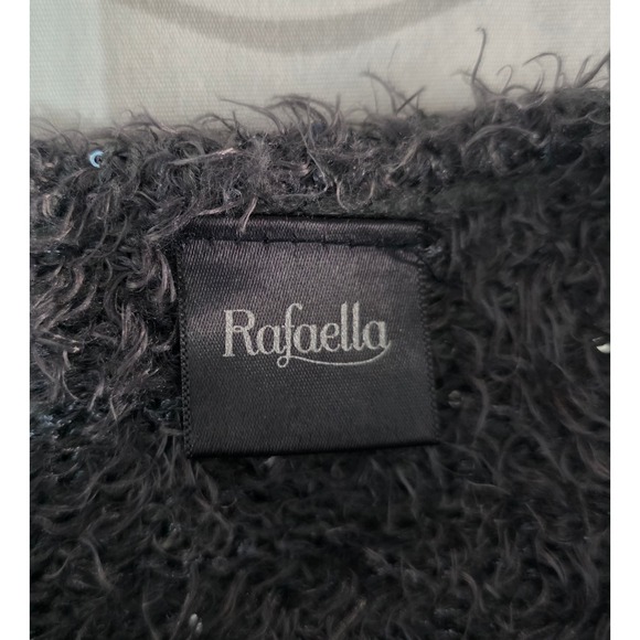 Rafaella Fuzzy Knit Sweater Sparkle Accents Charcoal Gray Long Sleeve Top Size M - Picture 5 of 9